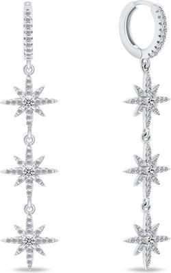 Brilio Silver - Long silver earrings Star EA791W
