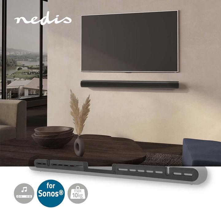 Actual product image Nedis Soundbar mount | Compatible with: Sonos® Arc™ | Wall | 10 kg | Fixed | ABS / Steel | Black (1 pcs., Wall installation)