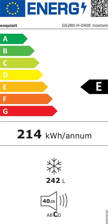 Energie-Label Exquisit GS280-H-040E Tiefkühltruhe Freistehend E Edelstahl (Freistehend, 242 l)