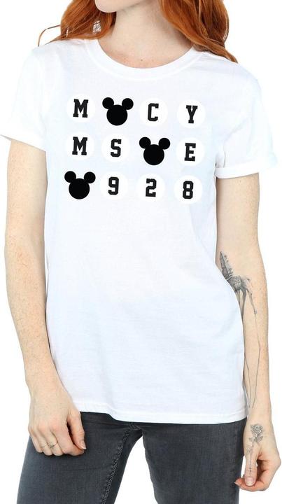 Actual product image Disney Womens/Ladies Mickey Mouse 1928 Circles Cotton Boyfriend T-Shirt (M)