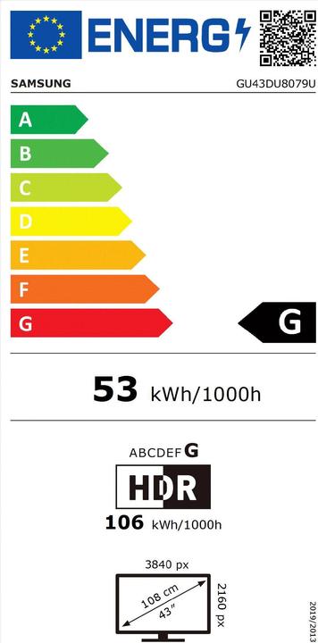 Energy Label Samsung GU43DU8079U (43", DU8079, LCD, 4K, 2024)