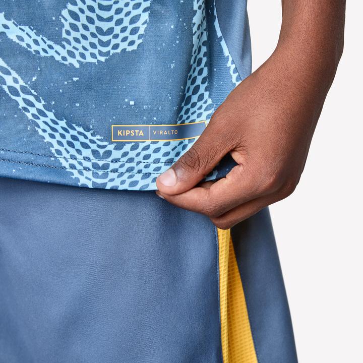 Immagine prodotto Kipsta Kinder Fussball Trikot kurzarm - VIRALTO Kids Roarrr Cheetah blau/grau (5, 6)