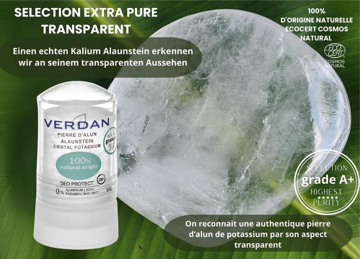 Actual product image Verdan Alum stone grade A+ Deo natural Eco 60 g (Stick, 112 ml)