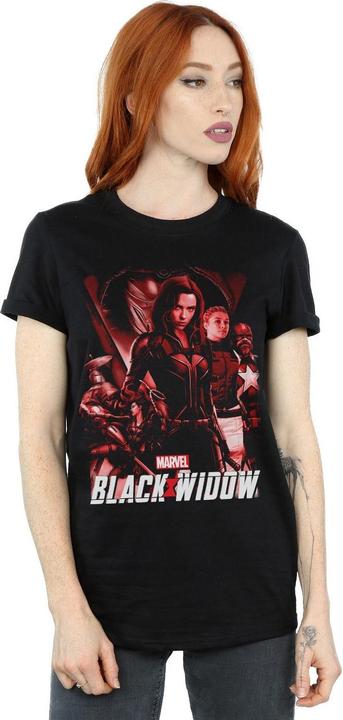 Actual product image Womens/Ladies Black Widow Movie Red Group Cotton Boyfriend T-Shirt (3XL)