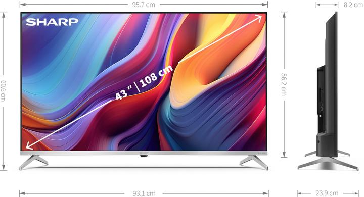 Image du produit Sharp TV QLED GOOGLE TV, 43 POLL, Résolution : 3840 (43", QLED, 4K)