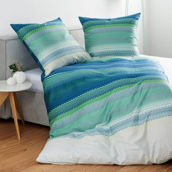 Immagine prodotto Janine Mako-Satin Bettwäsche moments 98120 blau türkis (Copripiumino, 80x80 cm, 135x200 cm)