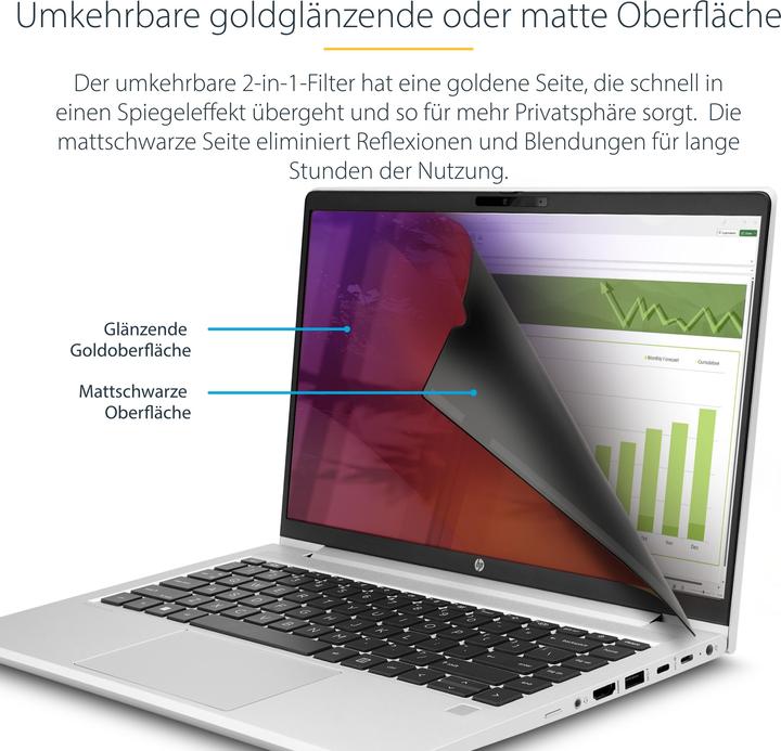 Produktbild StarTech COM 14inch 16:9 Laptop Privacy Screen Reversible Gold Filter w/ Enhanced Privacy Security S (14", 16 : 9)