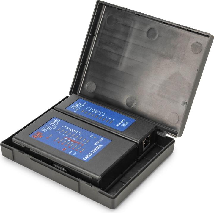 Actual product image Digitus Cable tester, network, RJ45, single-sided tester main unit, remote, PoE tester, with protective case