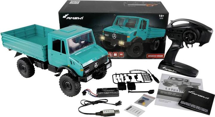 Immagine prodotto Amewi 22660 Unimog Advanced, benzina 1:12 modello di camion elettrico RC RtR (RTR pronto all'uso)