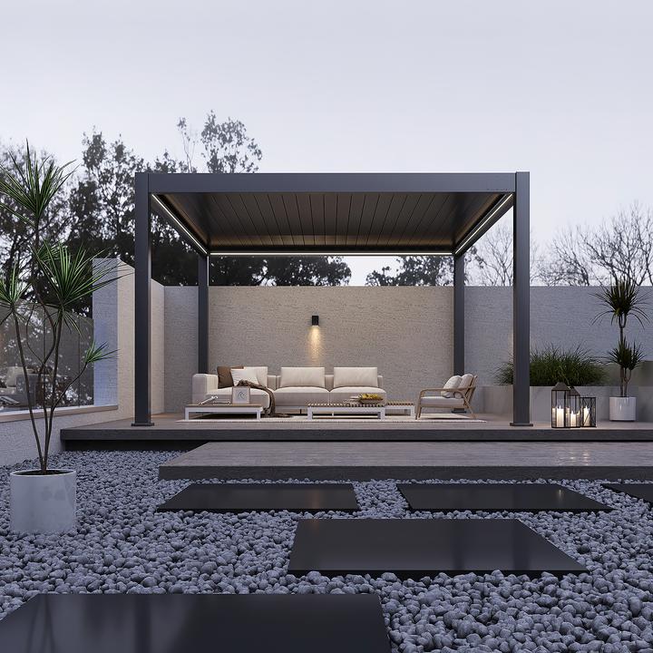 Produktbild Weide elektrische Pergola 4x4m Anthrazit mit LED (400 cm, 400 cm)
