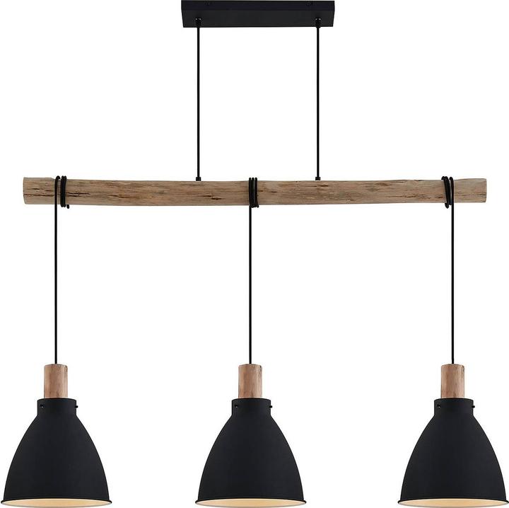 Image du produit Lindby Trebale 3 Lampe à suspendre Black/Wood (E27)