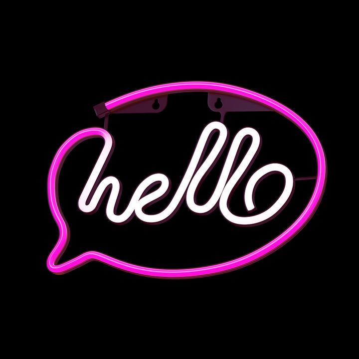 Produktbild Forever Light Neon LED Licht HELLO rosa weiss Fledermaus + USB FLNE15