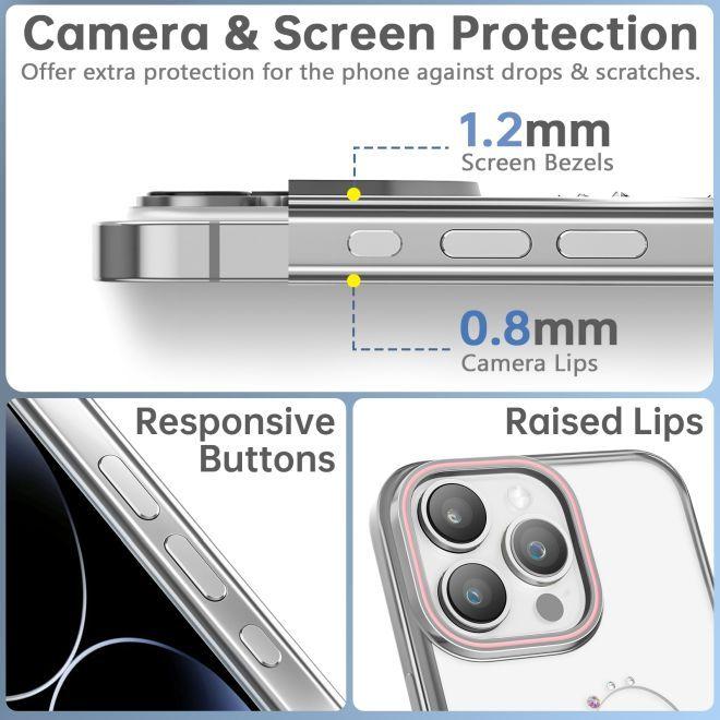 Actual product image Kingxbar Wish Series silicone case with crystals for iPhone 15 Pro Max - silver (Apple iPhone 15 Pro Max)