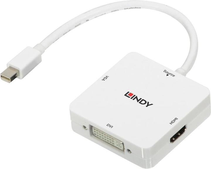 Immagine prodotto Lindy Mini-DP 1.2 a HDMI 2.0, DVI-D e convertitore VGA Supporta i segnali HDMI 2.0 Ultra HD 4K e HDCP2.2. (HDMI, 6 cm)