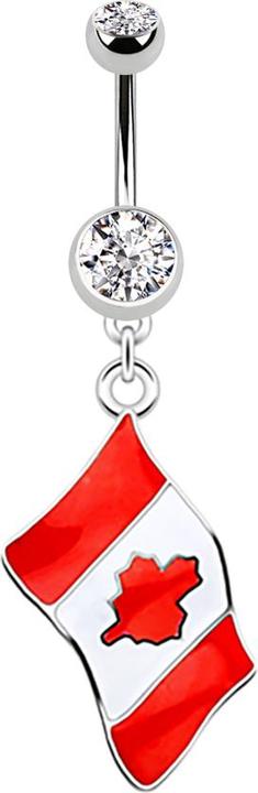 Immagine prodotto Star Piercing Banane silber mit Anhänger Flagge Kanada (senza ottone, Acciaio chirurgico 316L)