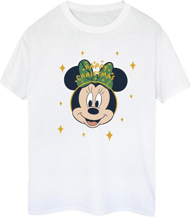 Actual product image Disney Womens/Ladies Minnie Mouse Happy Christmas Cotton Boyfriend T-Shirt (XL)