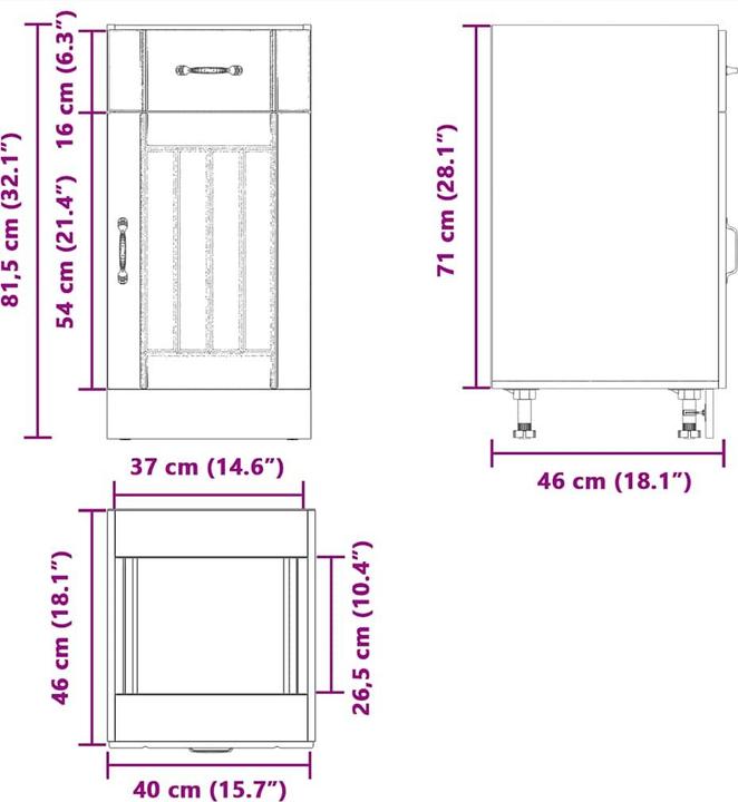 Immagine prodotto VidaXL Base per cucina Lucca Concrete grey Base per lavello in legno (40 x 46 x 81,5 cm)