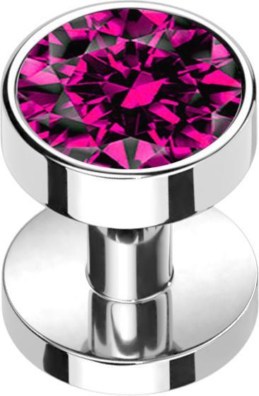 Star Piercing Skin Diver silber mit Kristall fuchsia (Titan G23, ohne Messing)