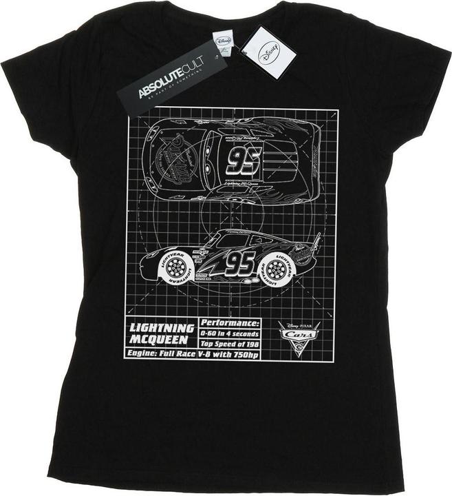 Actual product image Disney Womens/Ladies Cars Lightning McQueen Blueprint Cotton T-Shirt (L)