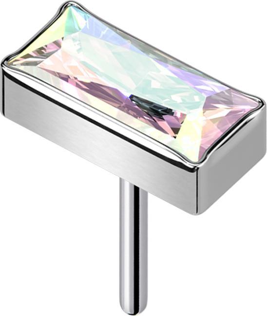 Star Piercing Threadless rechteck silber Kristall multicolor (ohne Messing, Titan G23)