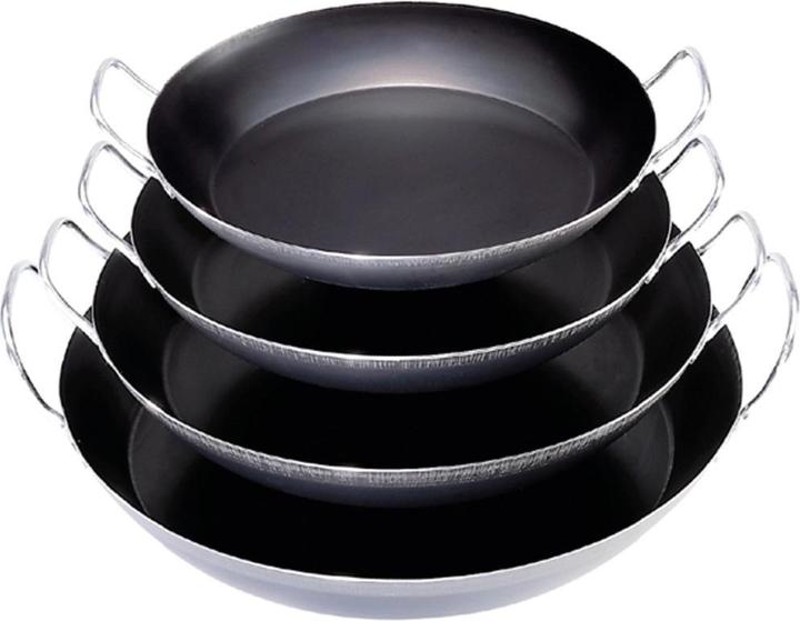 de Buyer La Lyonnaise paella pan with 2 handles (34 cm, Paella pan, Steel)