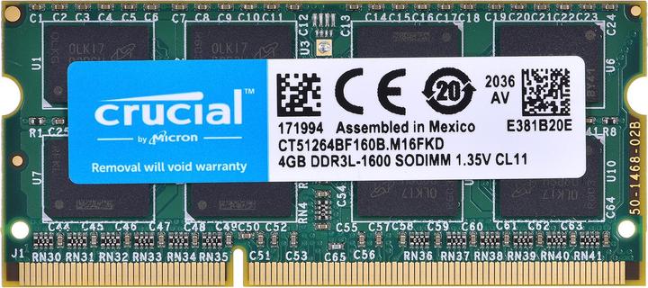 Produktbild Crucial Laptop Memory (1 x 4GB, 1600 MHz, DDR3-RAM, SO-DIMM)