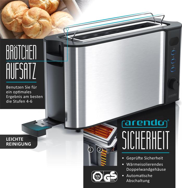 Actual product image Arendo Breakfast set, kettle 1.5l temperature selection, 2-slice toaster & egg cooker for 6 eggs, silver