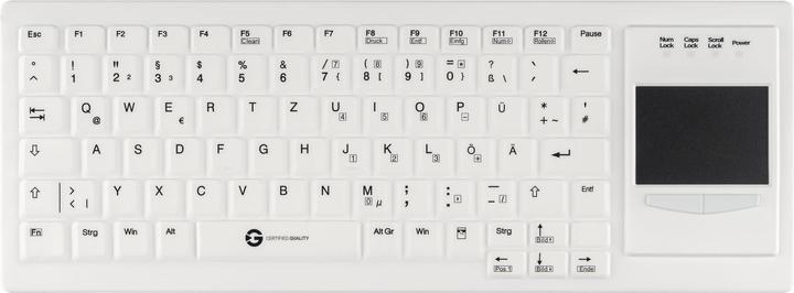 Gett Cleantype Xtra Touch Protect WL kabellose Silikontastatur mit Touchpad IP68 desinfizierbar Farb (DE, Kabellos)