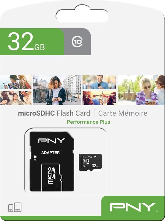 Image du produit PNY Performance Plus avec adaptateur (32 Go, microSDHC, U1, UHS-I)