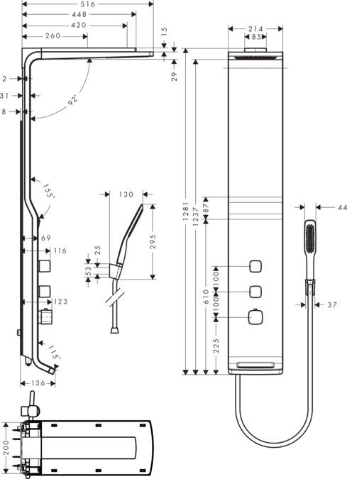 Image du produit hansgrohe Raindance Lift 180 2jet Duschpaneel apparent chrom/edelmatt : couleur - blanc/chrome