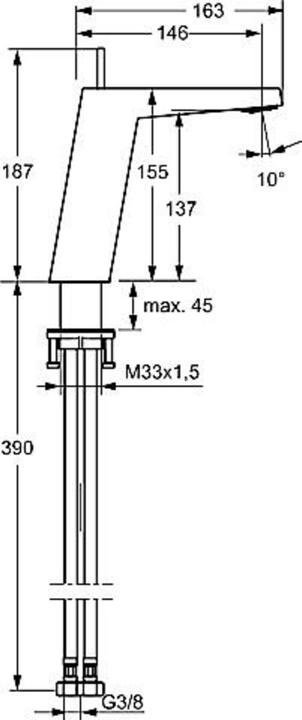 Produktbild Hansa Hansaloft Waschtischarmatur, seitenbedient, ohne Ablaufgarnitur, Ausladung: 146mm, 57522203