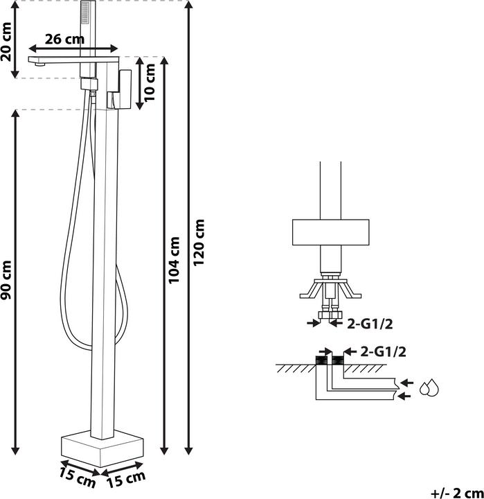 Produktbild Beliani Wannenarmatur freistehend gold glänzend 120 cm DELLA