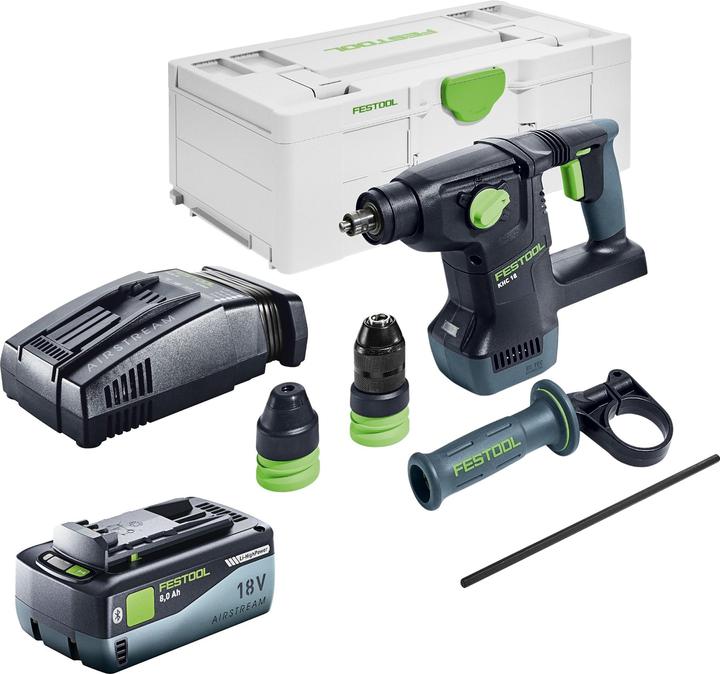 Actual product image Festool KHC 18 EB-Basic cordless combihammer 18 V 2.6 J SDS-Plus Brushless + 1x rechargeable battery 8.0 Ah (Rechargeable battery operated, 18 V)