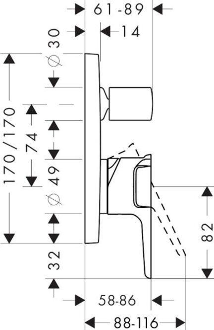 Immagine prodotto hansgrohe AXOR CITTERIO E DN 15 Miscelatore monocomando per vasca da incasso in bronzo spazzolato