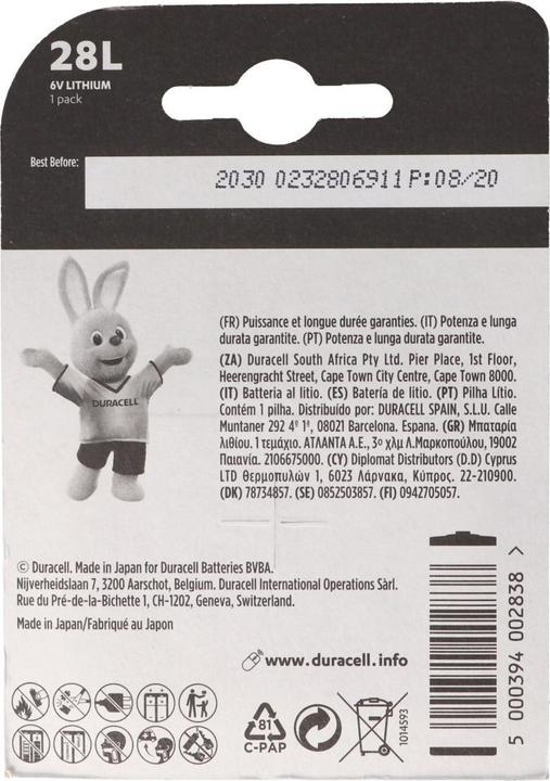 Image du produit Duracell Photo (1 pcs, 28L, 150 mAh)
