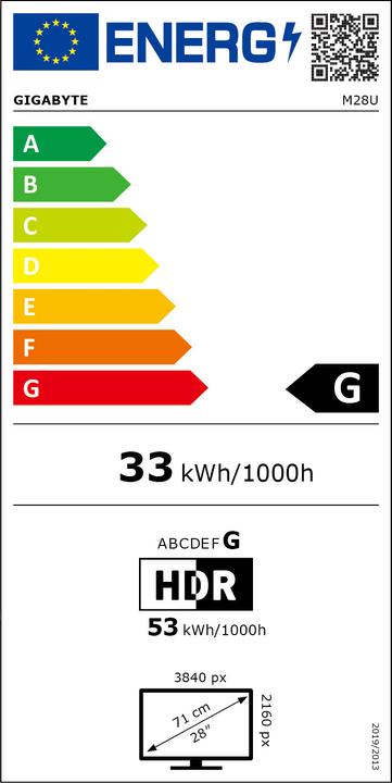 Energy Label Gigabyte M28U (3840 x 2160 Pixels, 28")