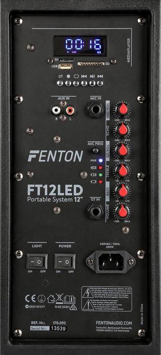 Image du produit Fenton FT12LED Haut-parleur à chariot actif (Actif, 1x 700 W)