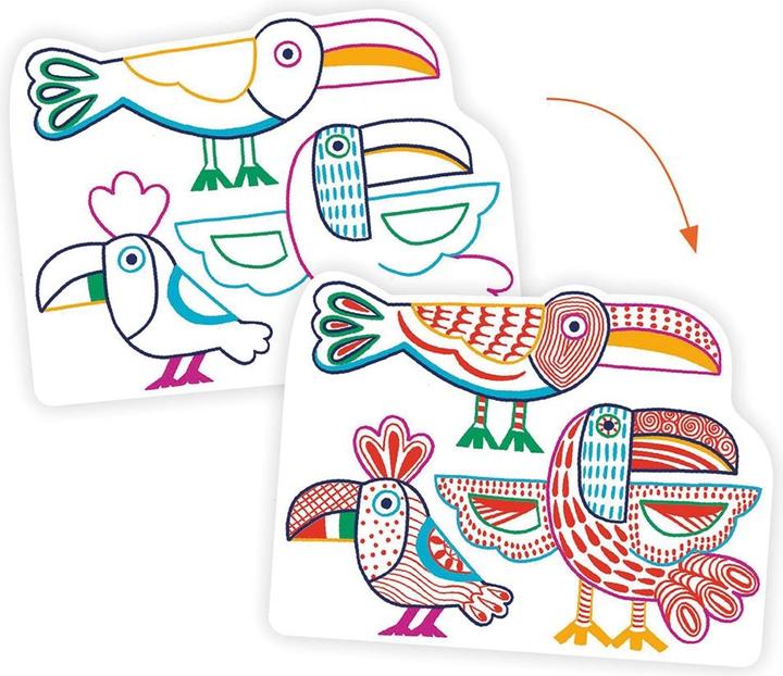 Produktbild Djeco Ausmalbilder verdeckte Farben Wildnisfamilie