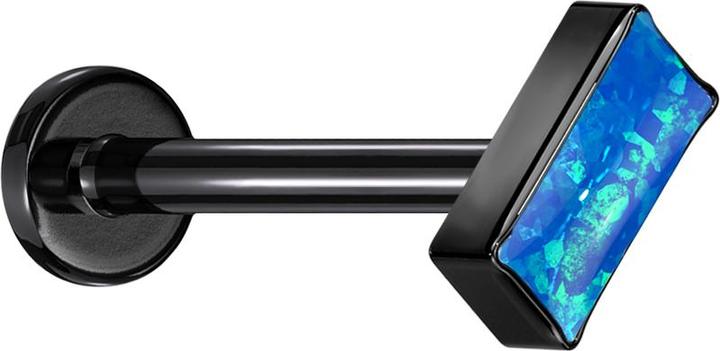 Star Piercing Micro Labret Innengewinde schwarz rechteck schwarz Opal blau (ohne Messing, Titan G23)