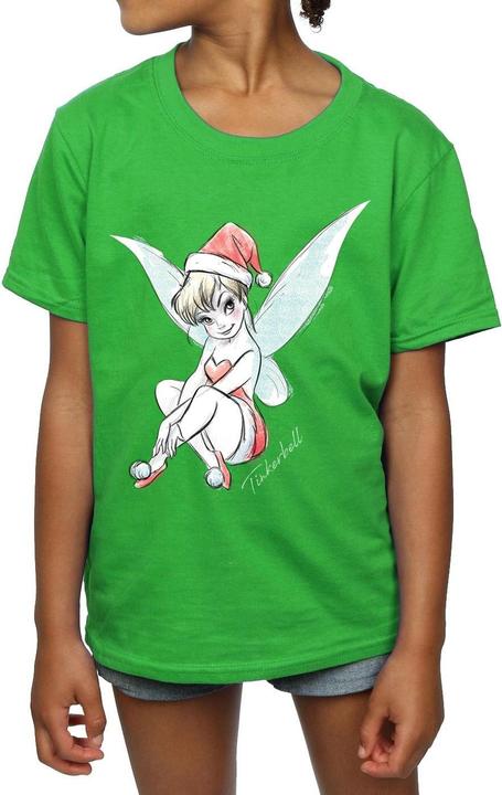 Actual product image Disney Girls Tinkerbell Christmas Fairy Cotton T-Shirt (140, 146)