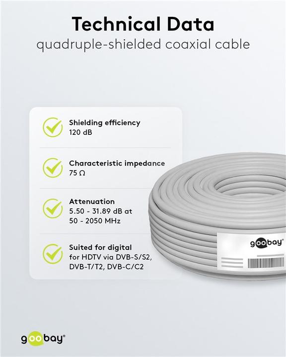 Immagine prodotto Goobay Diametro esterno cavo coassiale (120 dB, Cavi antenna)