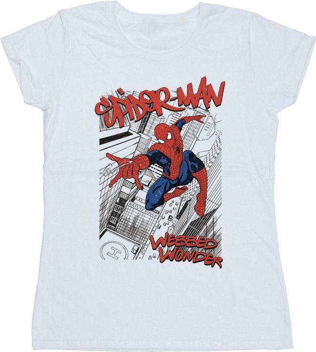 Actual product image Womens/Ladies Spider-Man Sketch City Cotton T-Shirt (M)