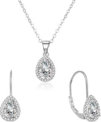 Immagine prodotto Beneto Glittering Silver Jewelry Set with Zircons AGSET194R (Necklace, Earrings)