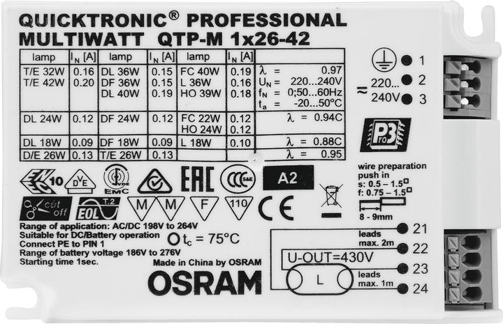 Actual product image Osram QTRONIC ECG 1X26-42/220-240 S