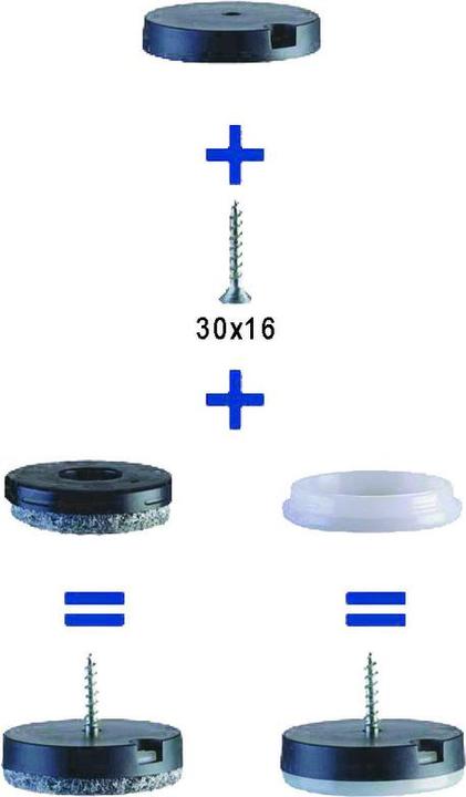 Immagine prodotto Werkstarck Sottopiedini - Basis Modell nera ø 20 (Cursori in plastica, 4 Pezzo/i)