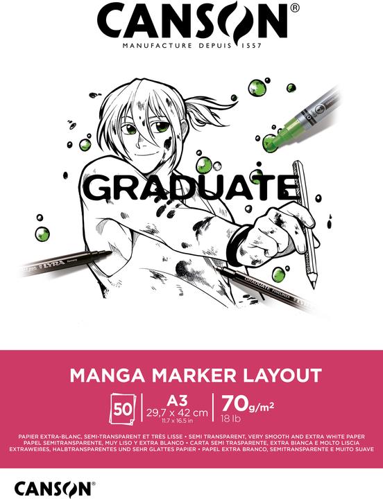 Immagine prodotto Canson Blocco di studio GRADUATE Manga Marker Layout, DIN A3 (A3, Nessuna, Nessuna rilegatura)