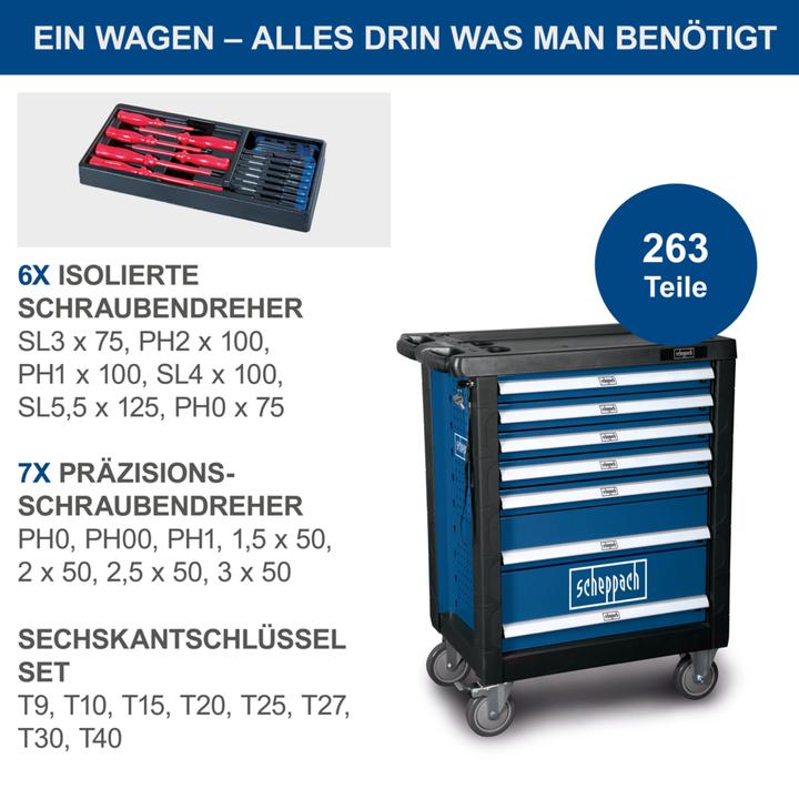 Produktbild Scheppach TW1000 Werkstattwagen 263-tlg. (7 x)