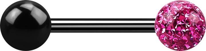 Produktbild Star Piercing Barbell schwarz mit Kugel und Kristallkugel pink Epoxy Schutzschicht (ohne Messing, Titan G23)