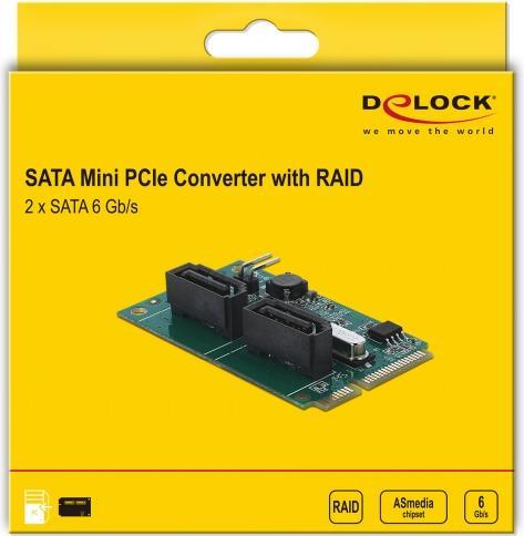Produktbild Delock Mini PCIe Konverter zu 2 x SATA mit RAID