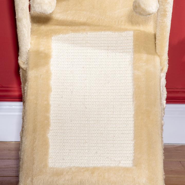 Produktbild PawHut Katzenturm mit Höhle und Hängematte (65 cm, Beige)